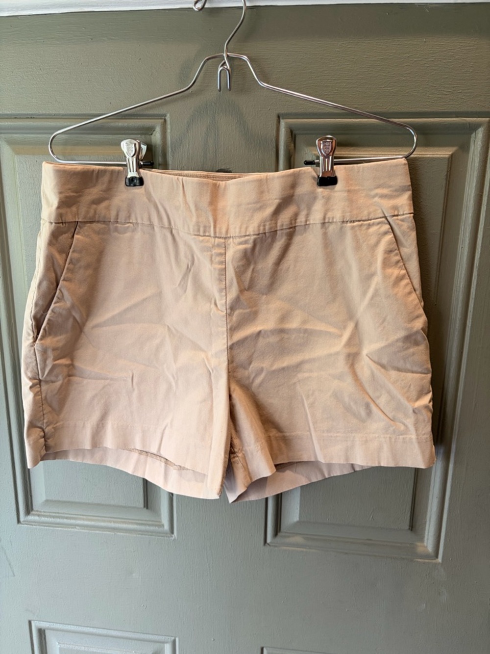 New York & Company Light Beige High-Waist Stretch Shorts